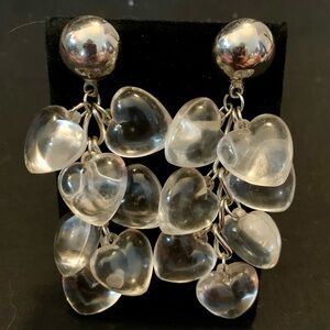 Vintage (1960s) Modernist Lucite Dangle Heart Earrings